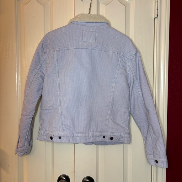 Light blue Levi Strauss ex-Boyfriend Trucker Jacket XS Corduroy Sherpa Lined - Picture 6 of 7